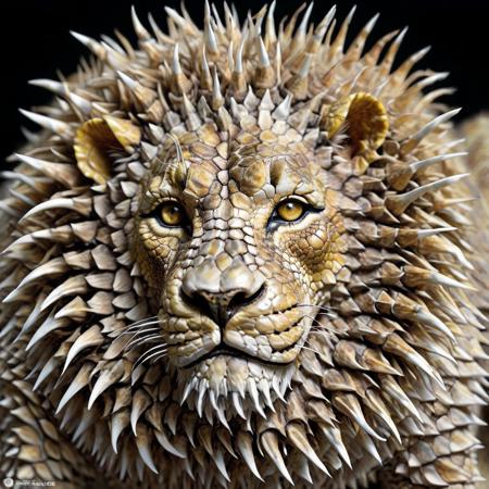 01952-90702495-_lora_r3psp1k3s_0.65_ lion made of r3psp1k3s, reptile skin, spines,.png